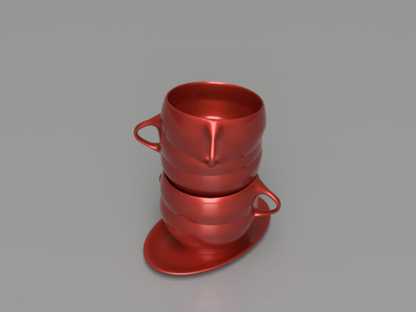 Ljusstake av Ihopsatta Kaffekoppar – Unikt 3D-printat Konstverk